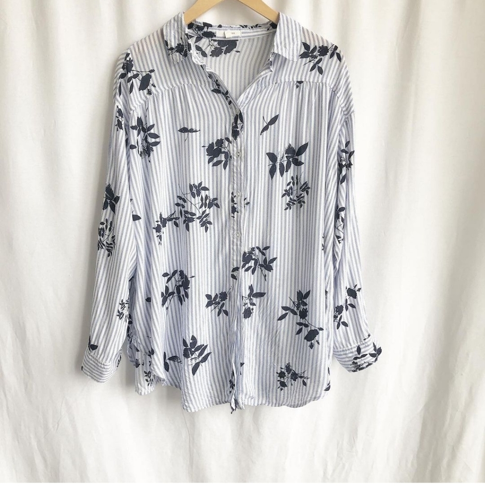 Maurice stripe and floral long sleeve button up